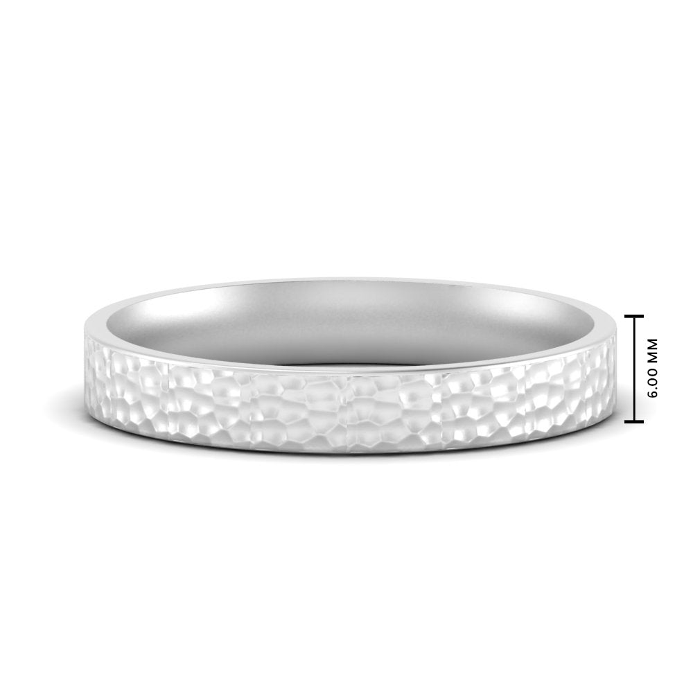 Hammered Wedding Band Comfort Fit 5 mm