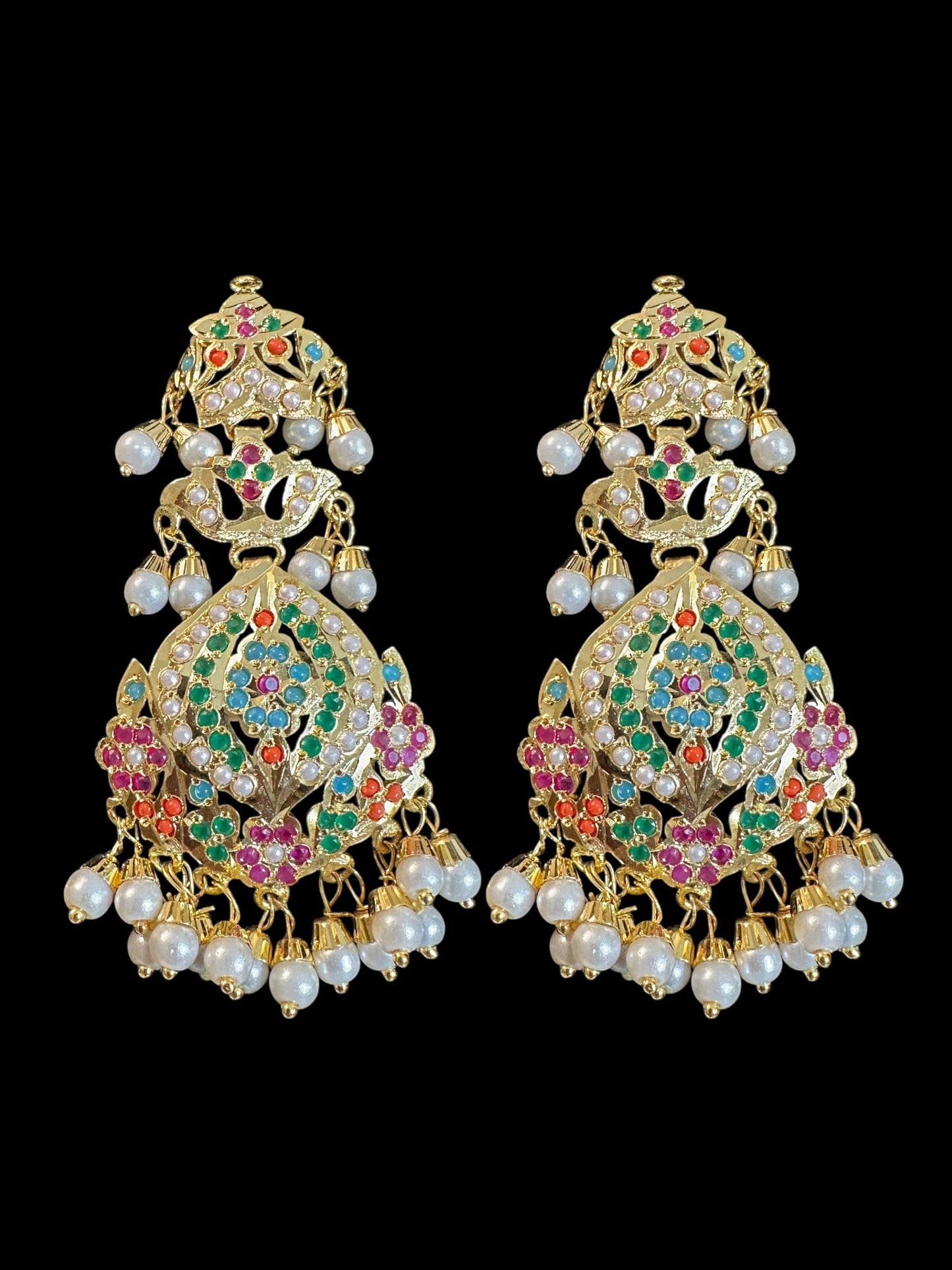 SAT111 Anya jadau 5 layered / satlada in Navratan ( READY TO SHIP )