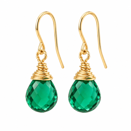 Emerald Green Hydro Quartz Drop Earrings – 14K Gold Filled