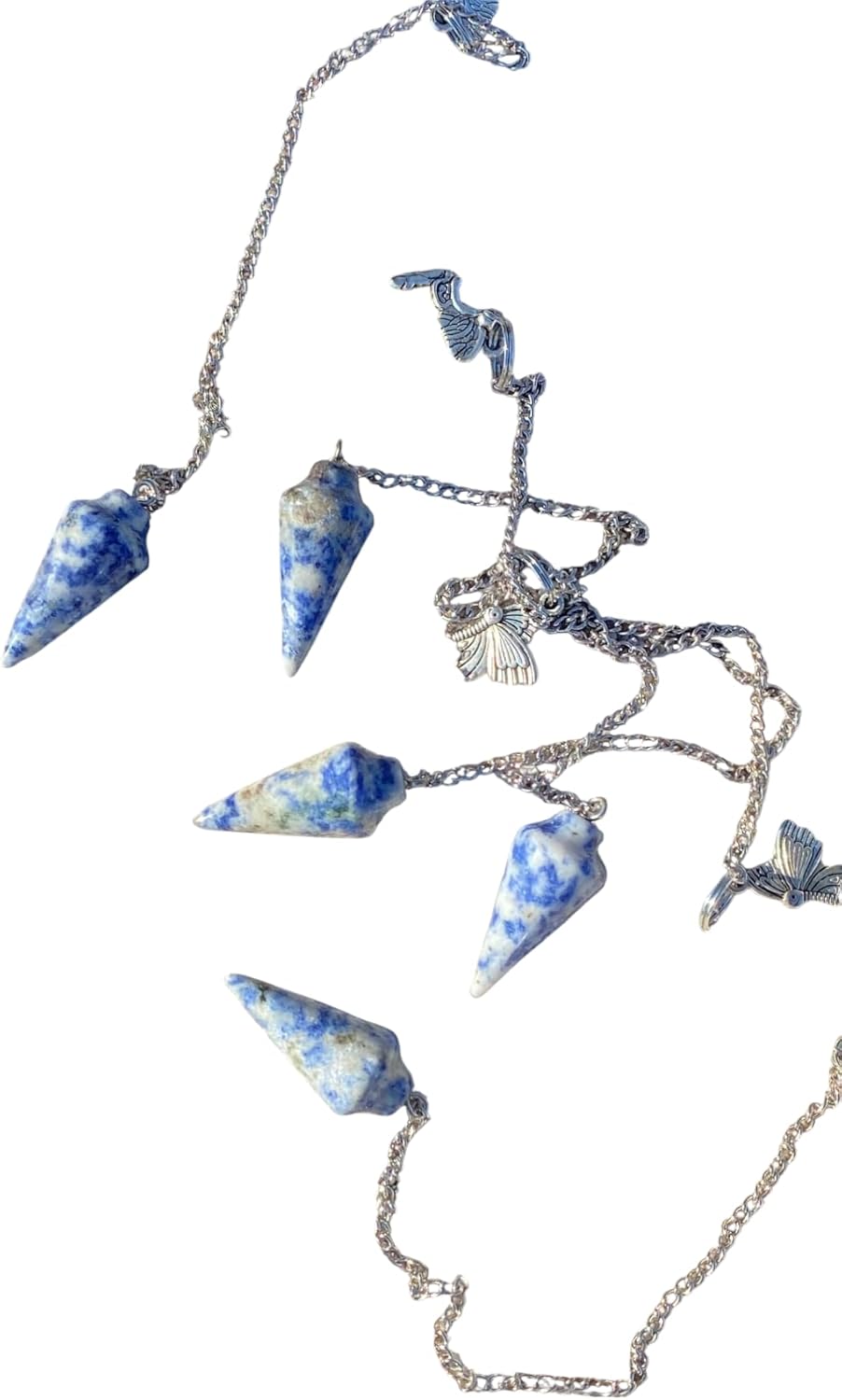 925 Silver Handmade Natural Gemstone Dowsing Pendulum or Pendulum Necklace: Multiple Stones Available