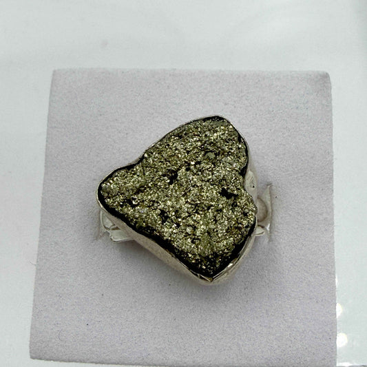 Sterling Silver Freeform Pyrite Ring – Size 8 – Protection, Confidence & Grounding