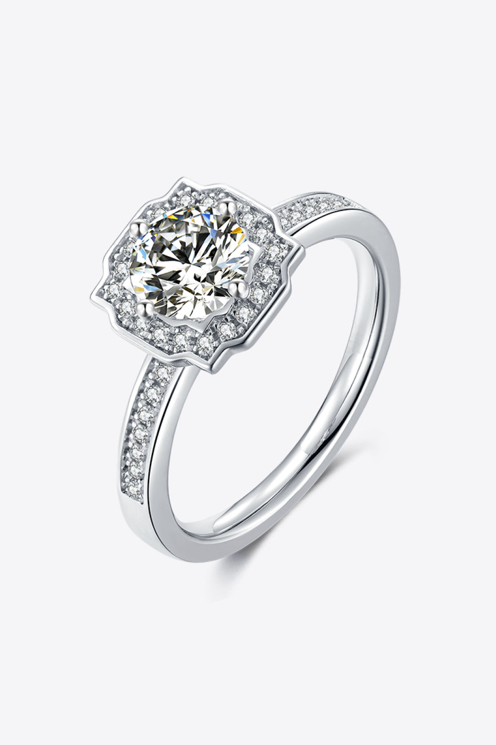1 Carat Sparkala™ Platinum Over Pure Sterling Silver Halo Ring