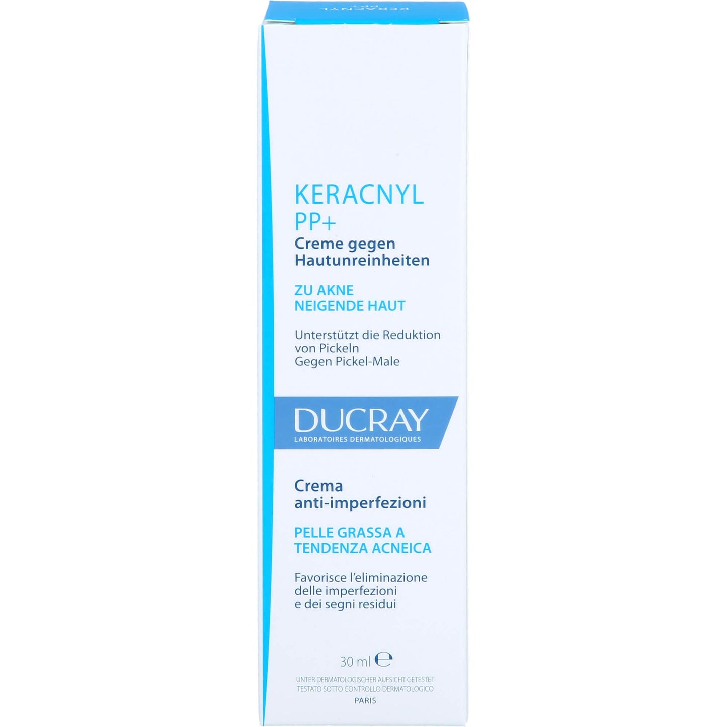 Ducray Keracnyl PP+ Soothing Cream for Acne-Prone Skin - 30ml, Reduces Imperfections & Spots