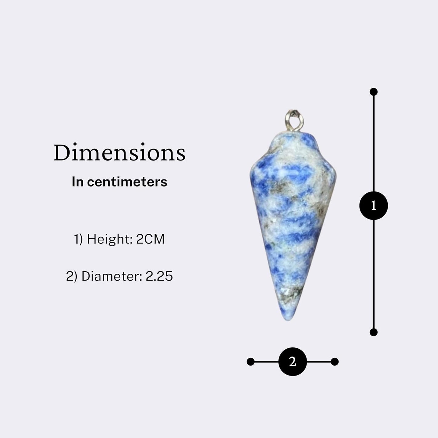 Natural Gemstone Smooth Conical Crystal Pendulum with Charm, Nickle Free Chain, Reiki Meditation Dowsing Tool (Sodalite)