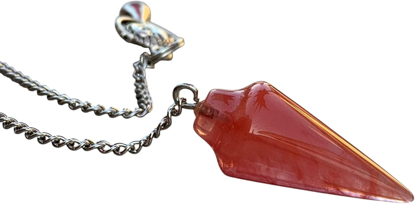 925 Silver Handmade Natural Gemstone Dowsing Pendulum or Pendulum Necklace: Multiple Stones Available