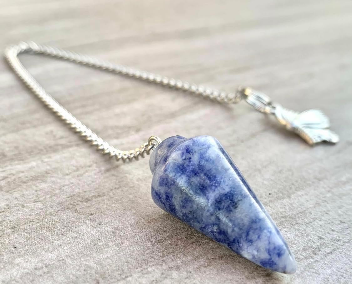 925 Silver Handmade Natural Gemstone Dowsing Pendulum or Pendulum Necklace: Multiple Stones Available