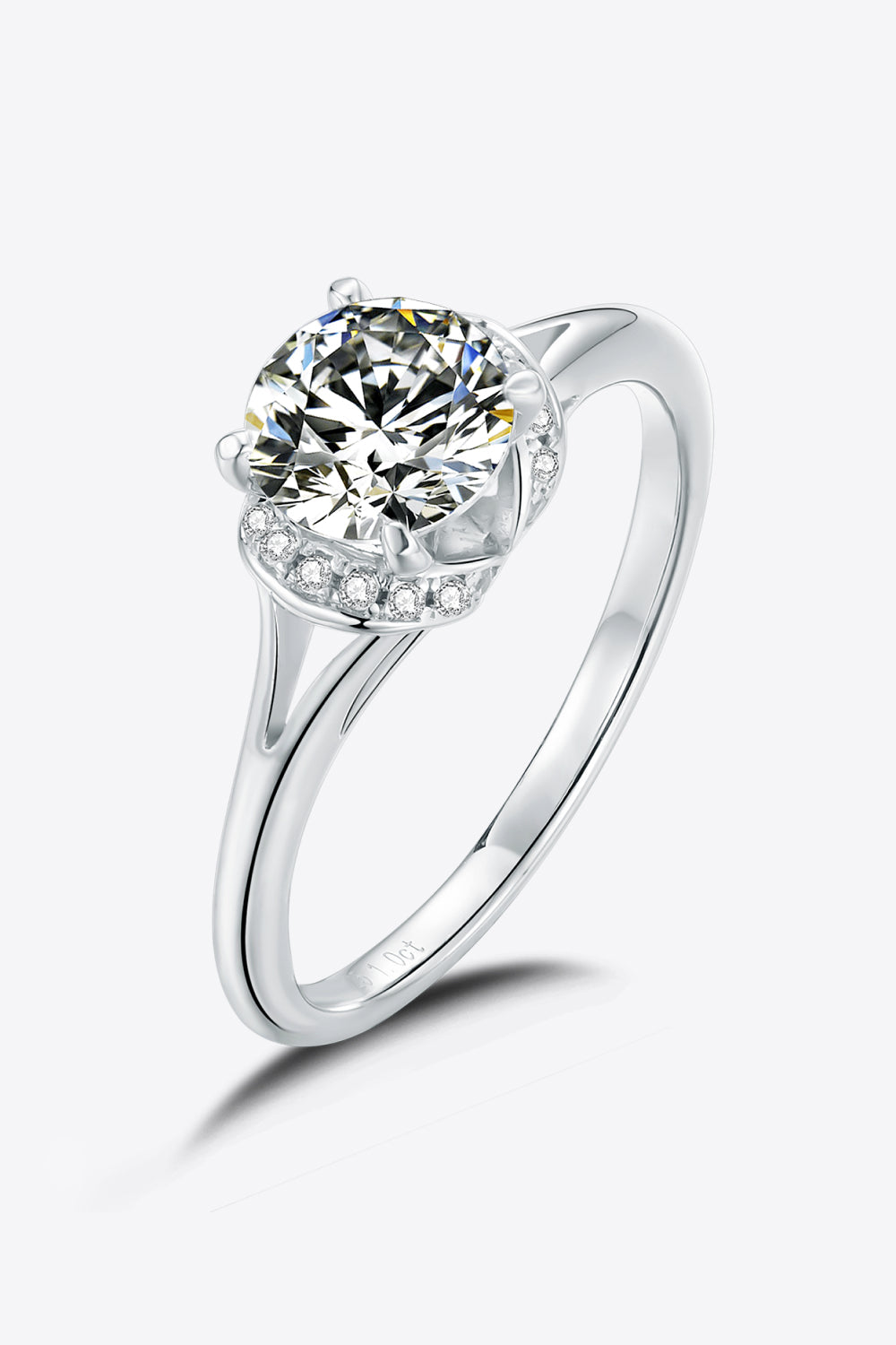 1 Carat Brilliant Round Cut Sparkala™ Platinum Over Pure Sterling Silver Split Shank Ring