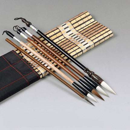 5 Piece Bamboo Chinese Traditional Calligraphy Brush Set