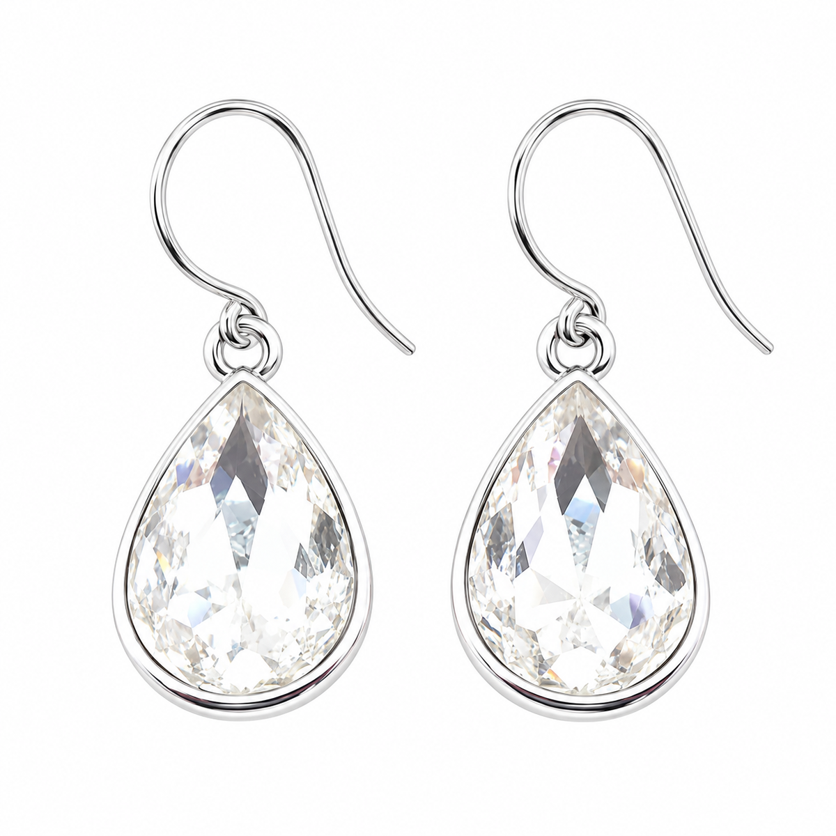 April Birthstone Sterling Silver Teardrop Crystal Earrings