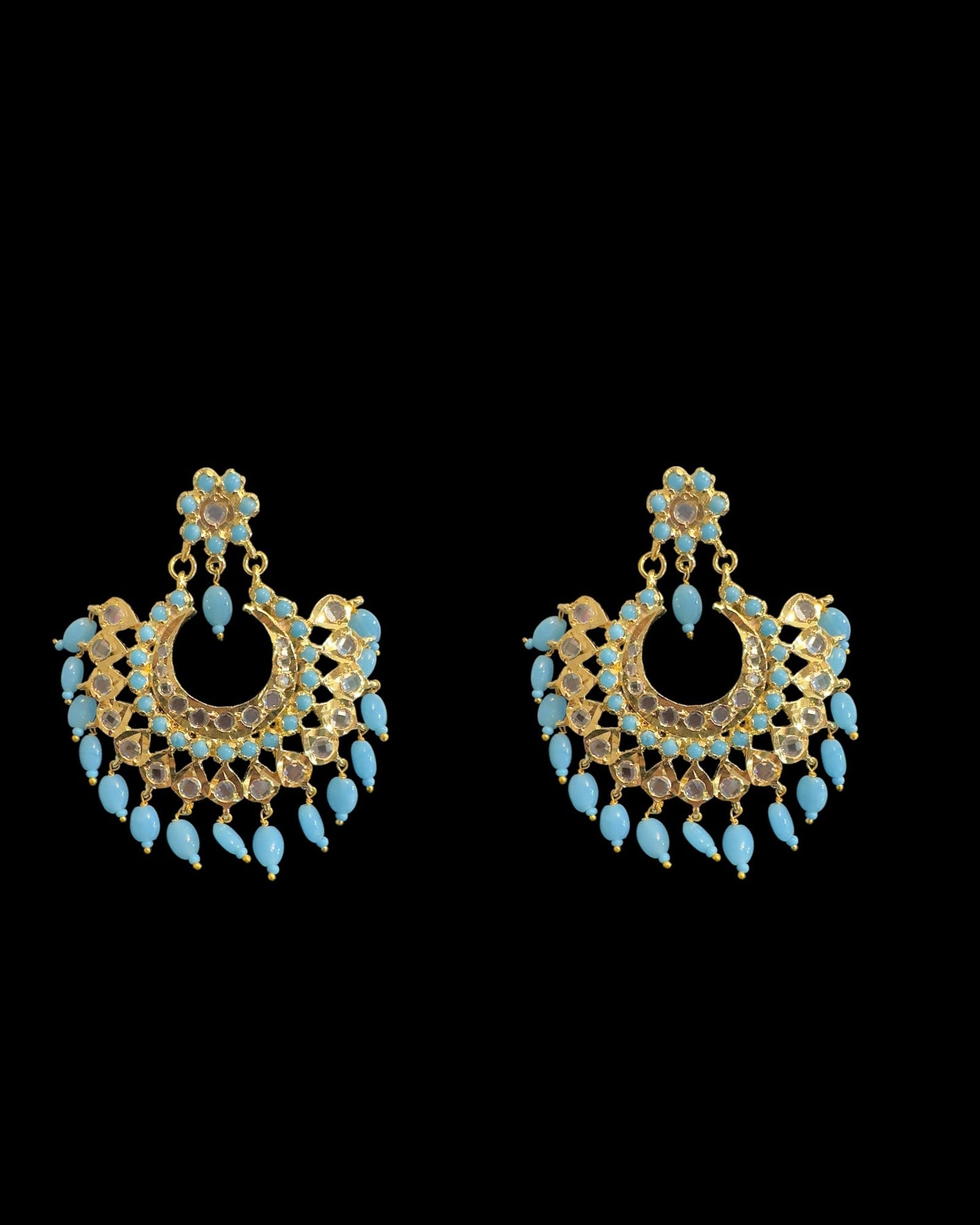 DER319 Ipsita Chandbali in turquoise ( READY TO SHIP )