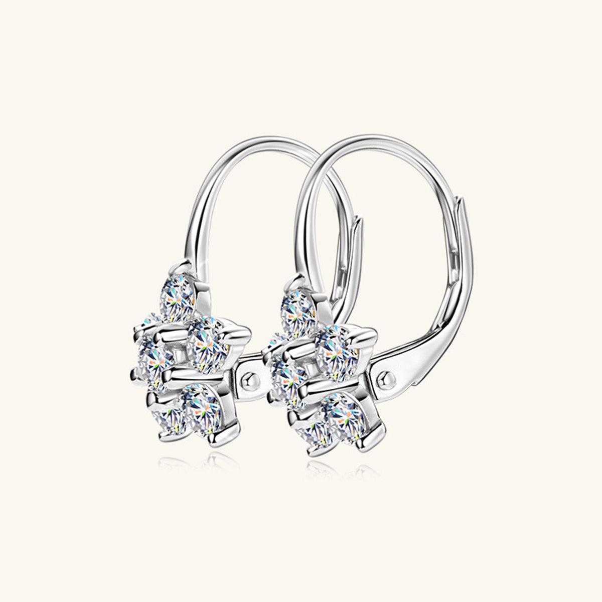 1.2 Carat Pure Sterling Silver Sparkala™ Flower Huggie Earrings
