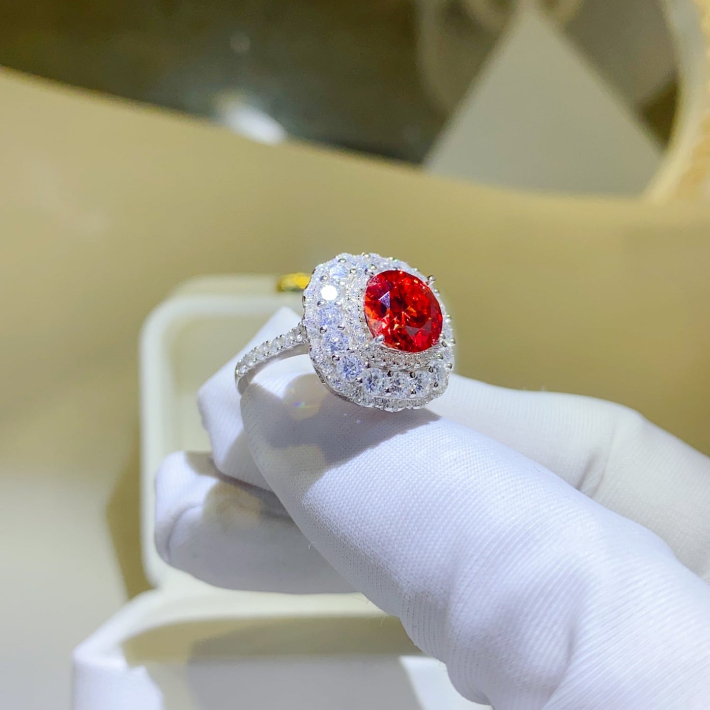 2 Carat Red Brilliant Round Cut Sparkala™ Pure Sterling Silver Ring
