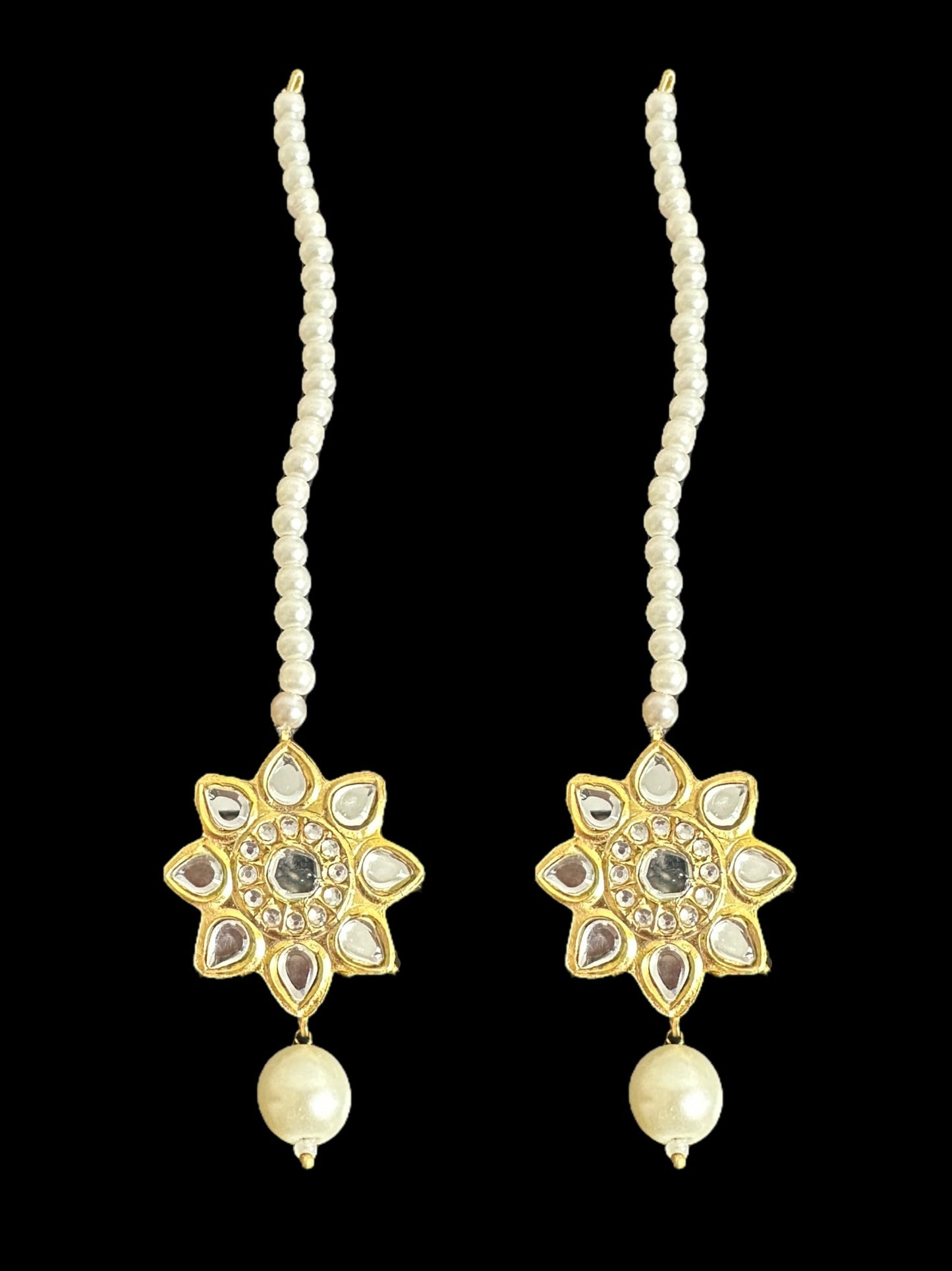 DJET72 Sitara kundan earrings tika ( READY TO SHIP )