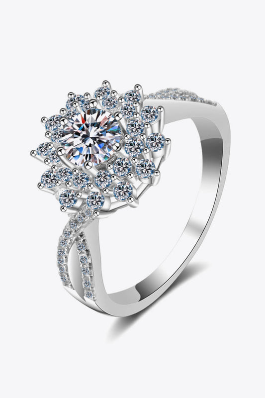Sparkala™ Flower-Shape Split Shank Ring (Platinum Over Pure Sterling Silver)