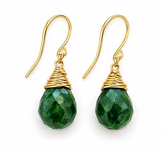 Dainty Green African Jade Earrings – 14K Gold Filled