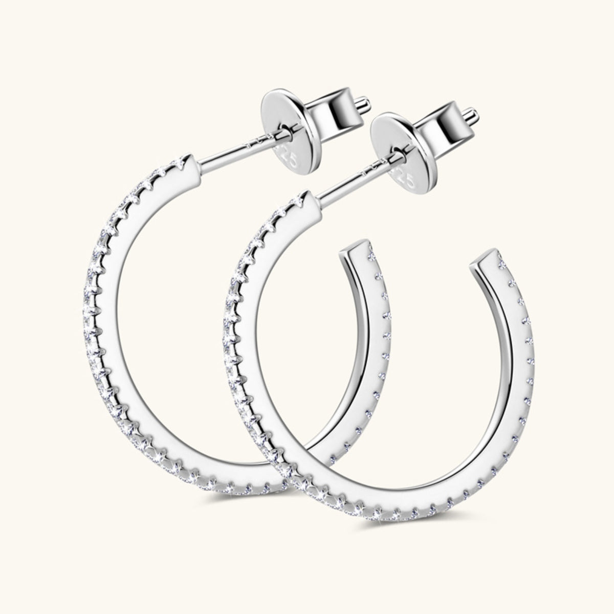 Inlaid Sparkala™ Pure Sterling Silver C-Hoop Earrings