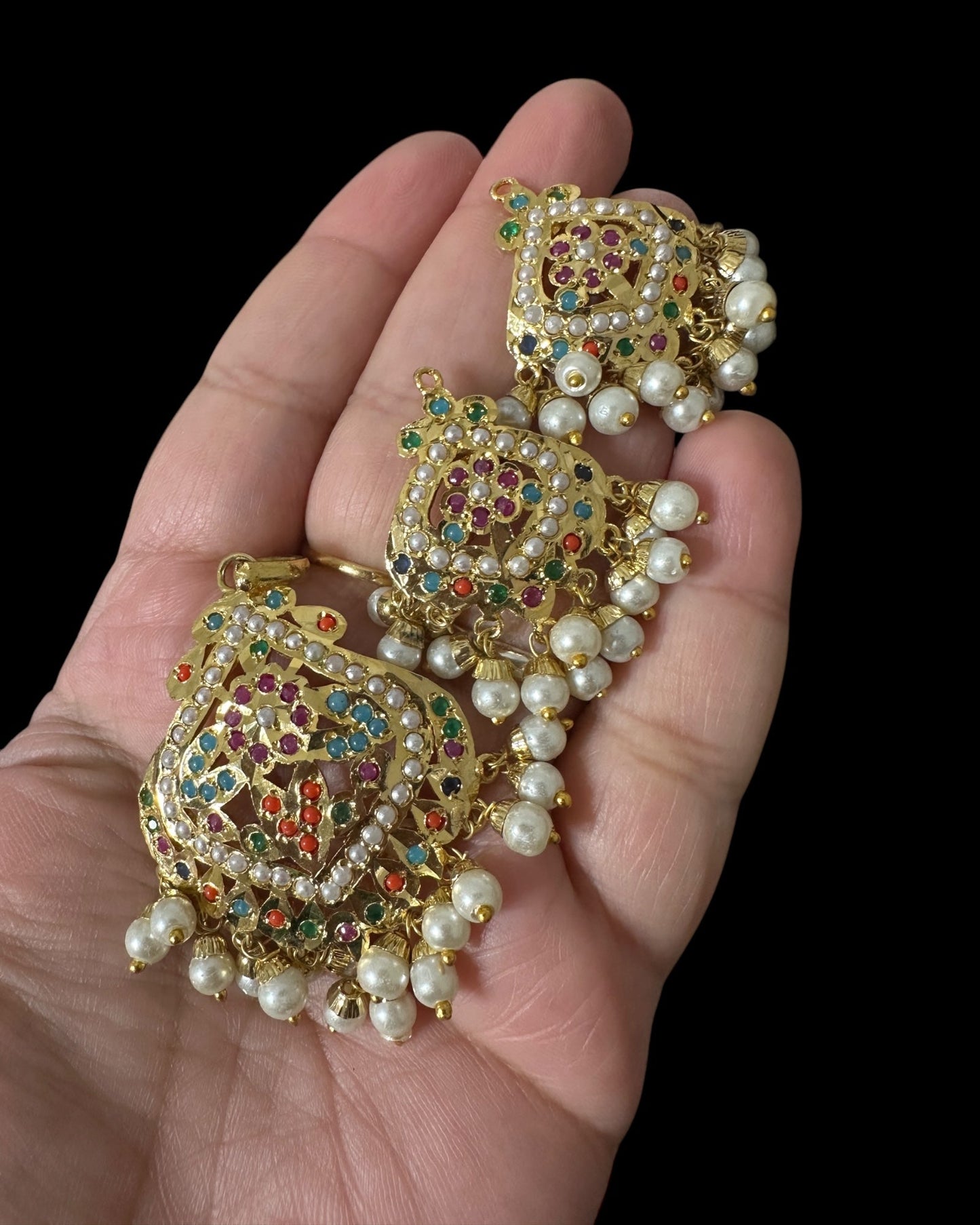 PS545 Ayeza jadau navratan pendant set ( READY TO SHIP )