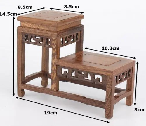 Traditional Chinese Wooden Fishbowl & Bonsai Stand – Carved Pedestal Base for Vases, Teapots & Stones
