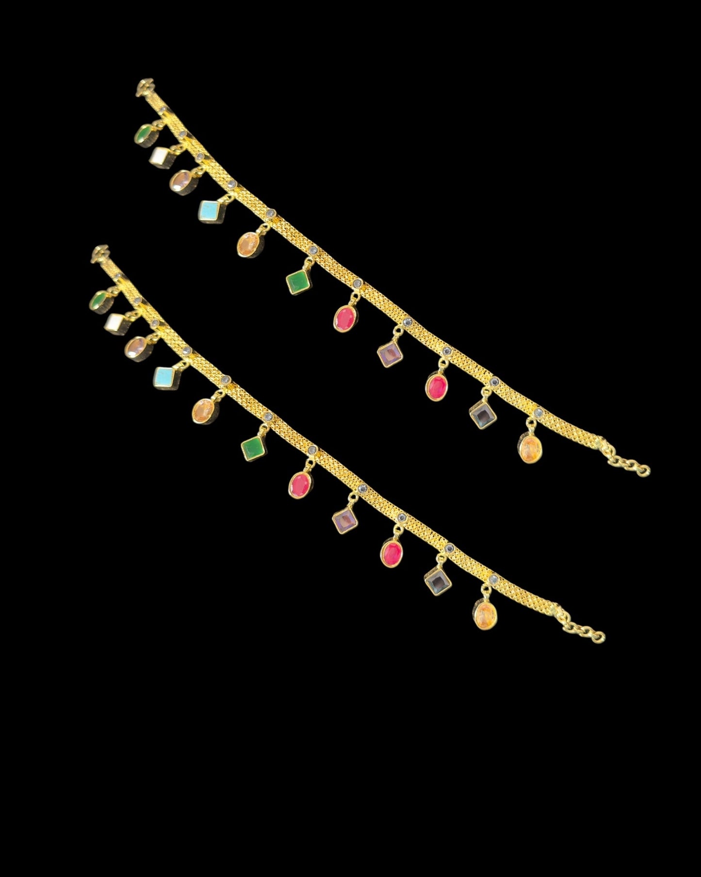kundan payal in navratan ( READY TO SHIP  )