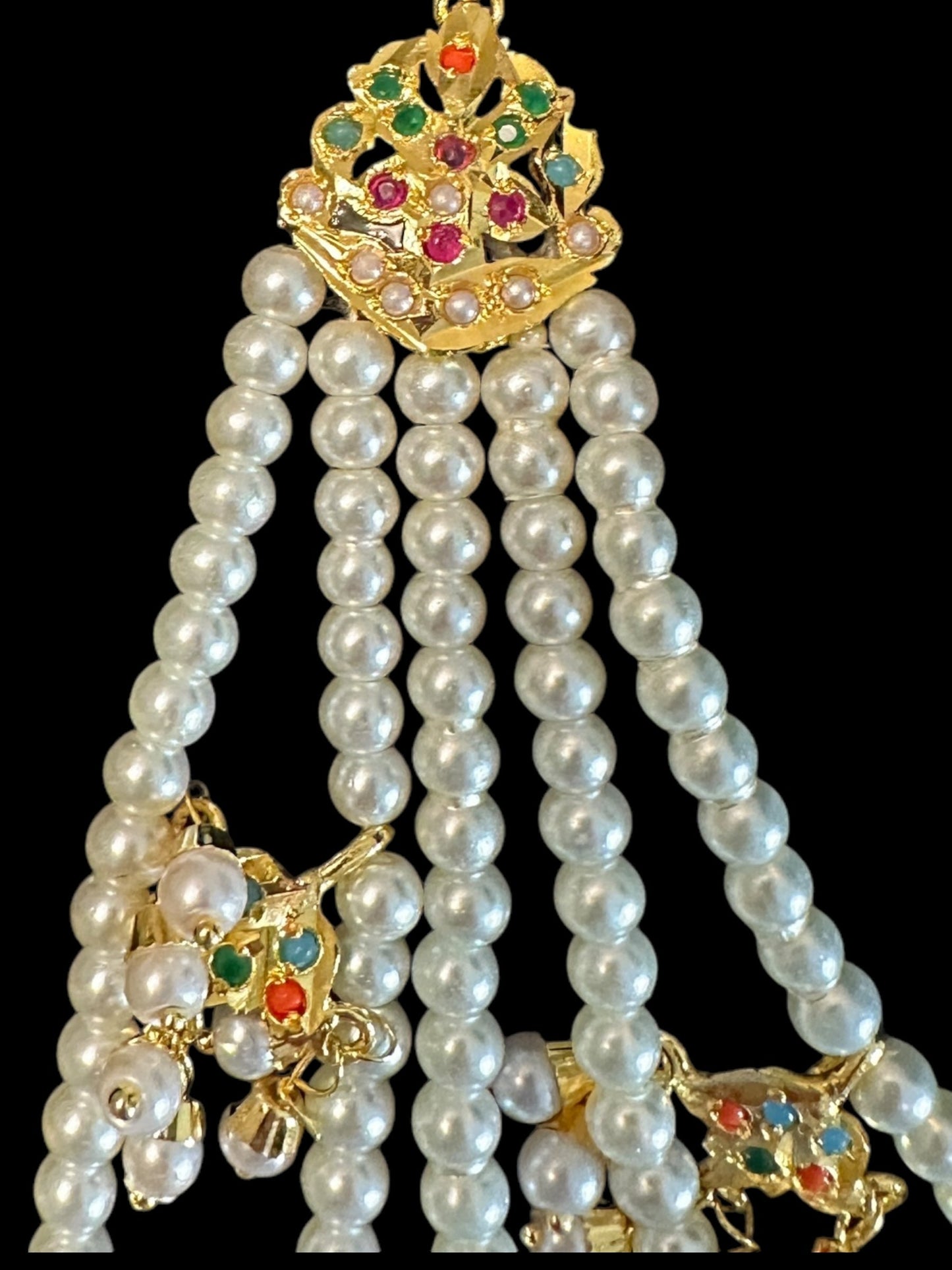 SAT111 Anya jadau 5 layered / satlada in Navratan ( READY TO SHIP )