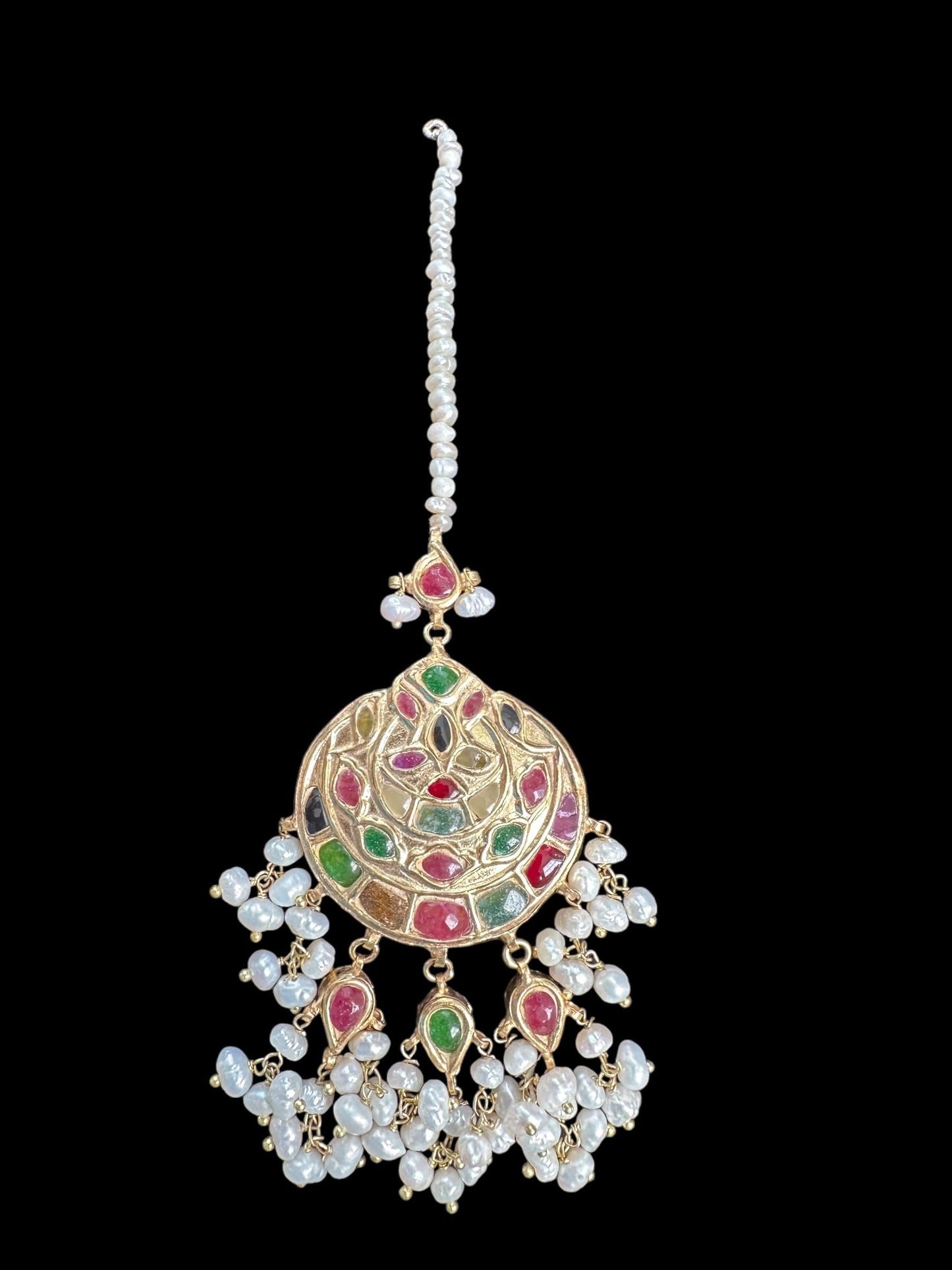 BR471 Naheed navratan bridal set with fresh water pearls and gemstones ( READY TO SHIP )