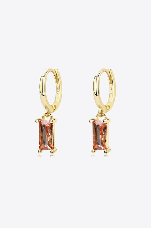 Retro Pure Sterling Silver Cubic Zirconia Drop Earrings