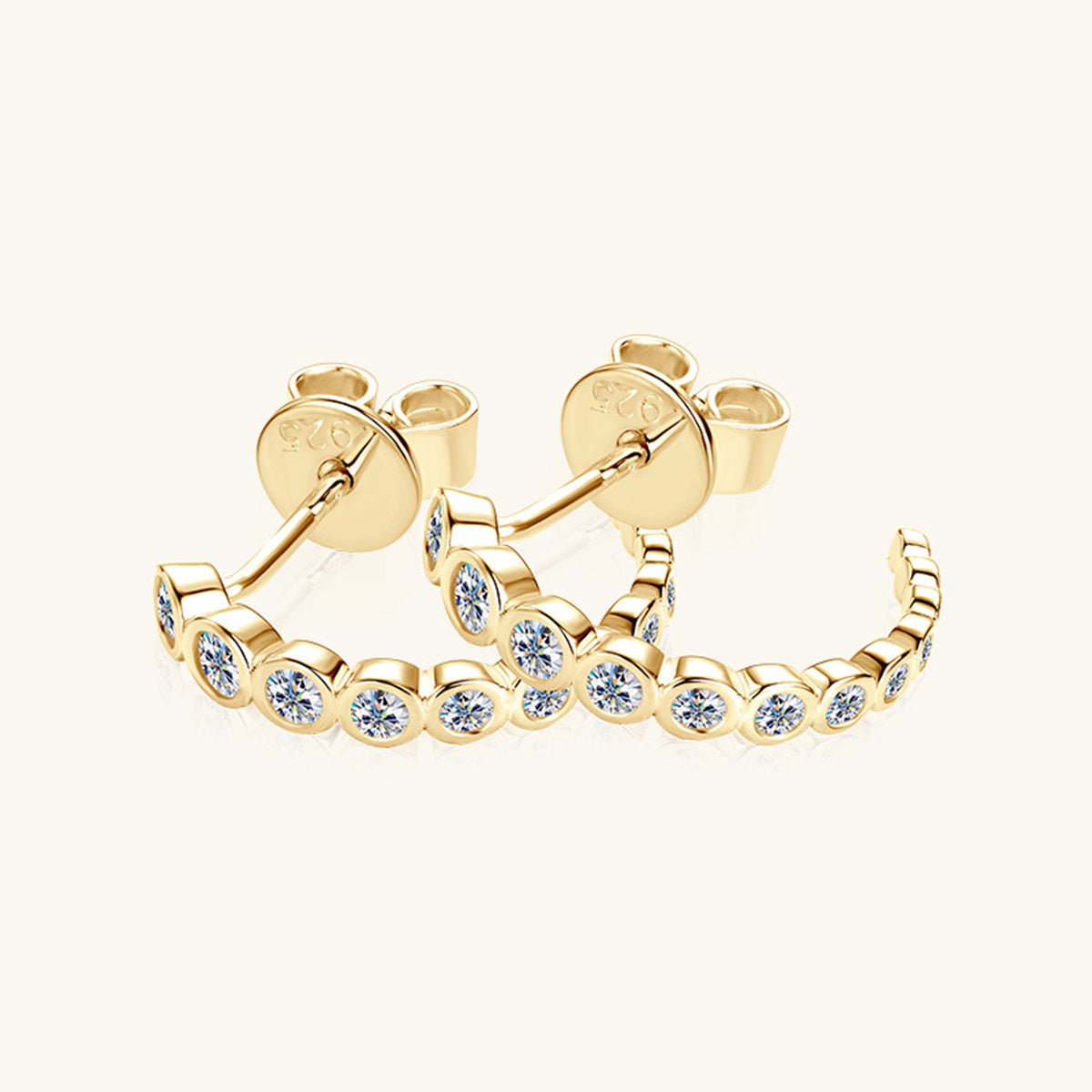 Inlaid Sparkala™ Pure Sterling Silver C-Hoop Earrings