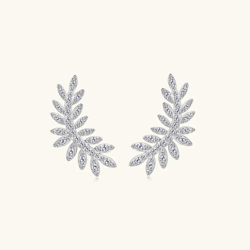 Sparkala™ 925 Sterling Silver Leaf Shape Stud Earrings