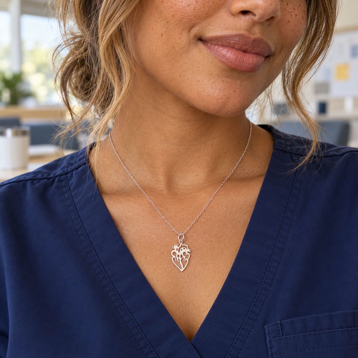 Open Anatomical Heart Necklace – Sterling Silver