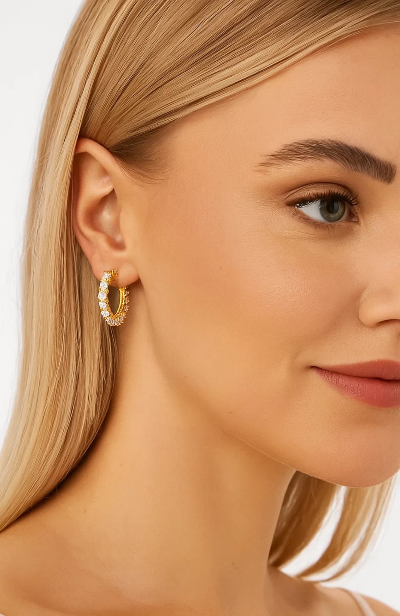 Radiant Glamour Huggie Hoop Earrings Embellished with Sparkling Cubic Zirconia