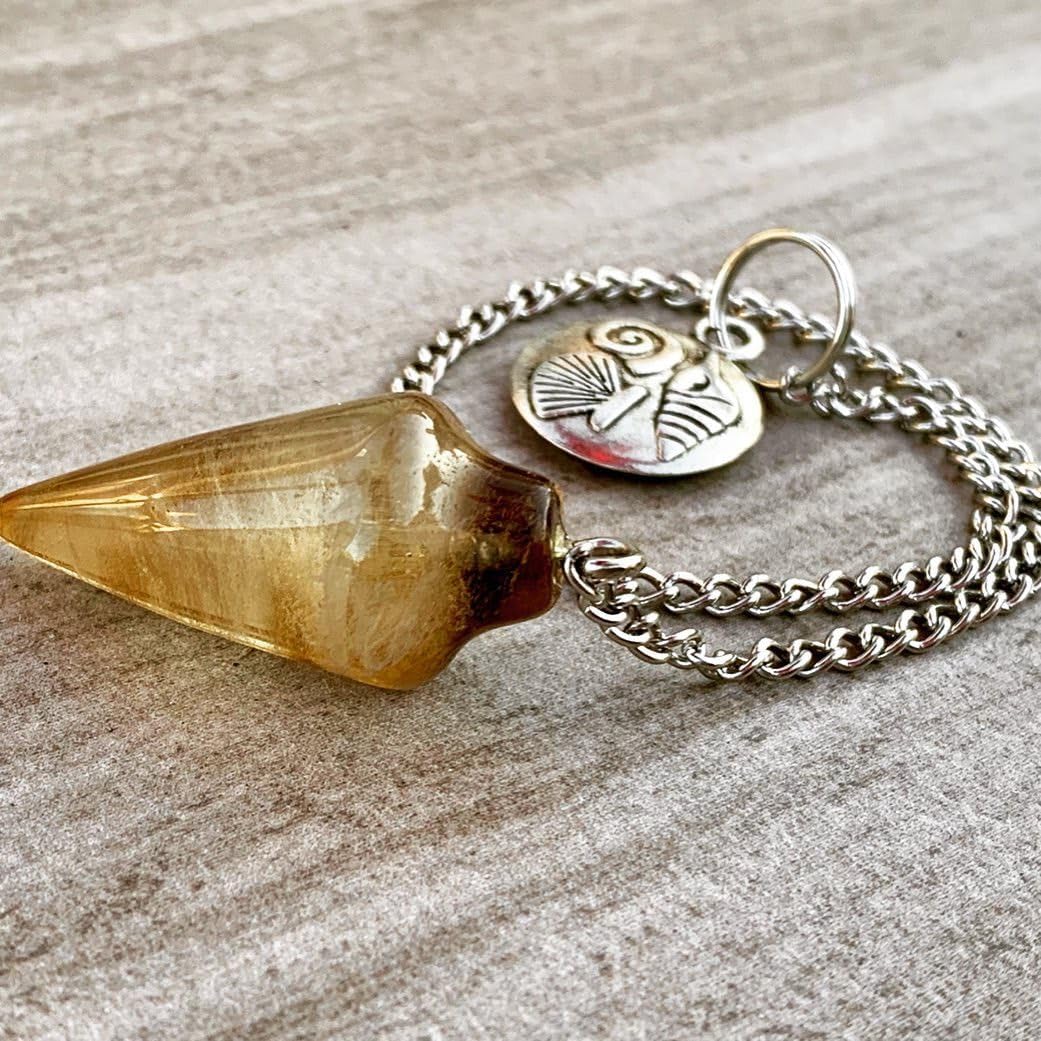 925 Silver Handmade Natural Gemstone Dowsing Pendulum or Pendulum Necklace: Multiple Stones Available