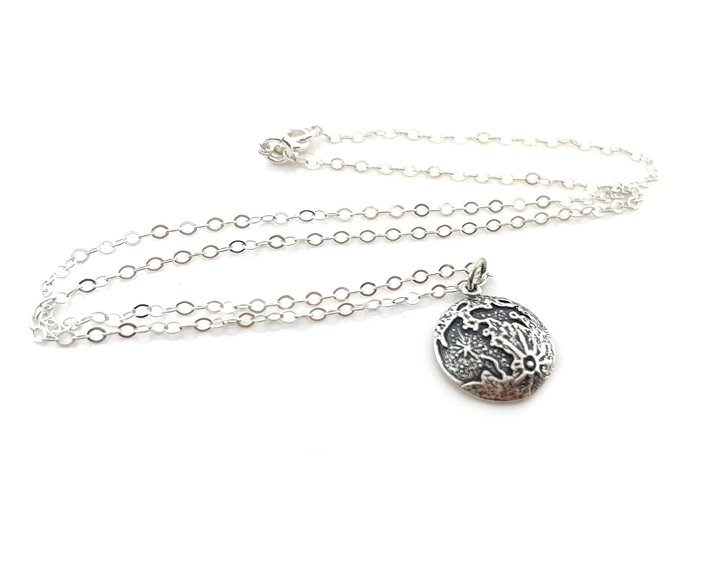 Full Moon Pendant Necklace – Sterling Silver, 18-Inch Chain