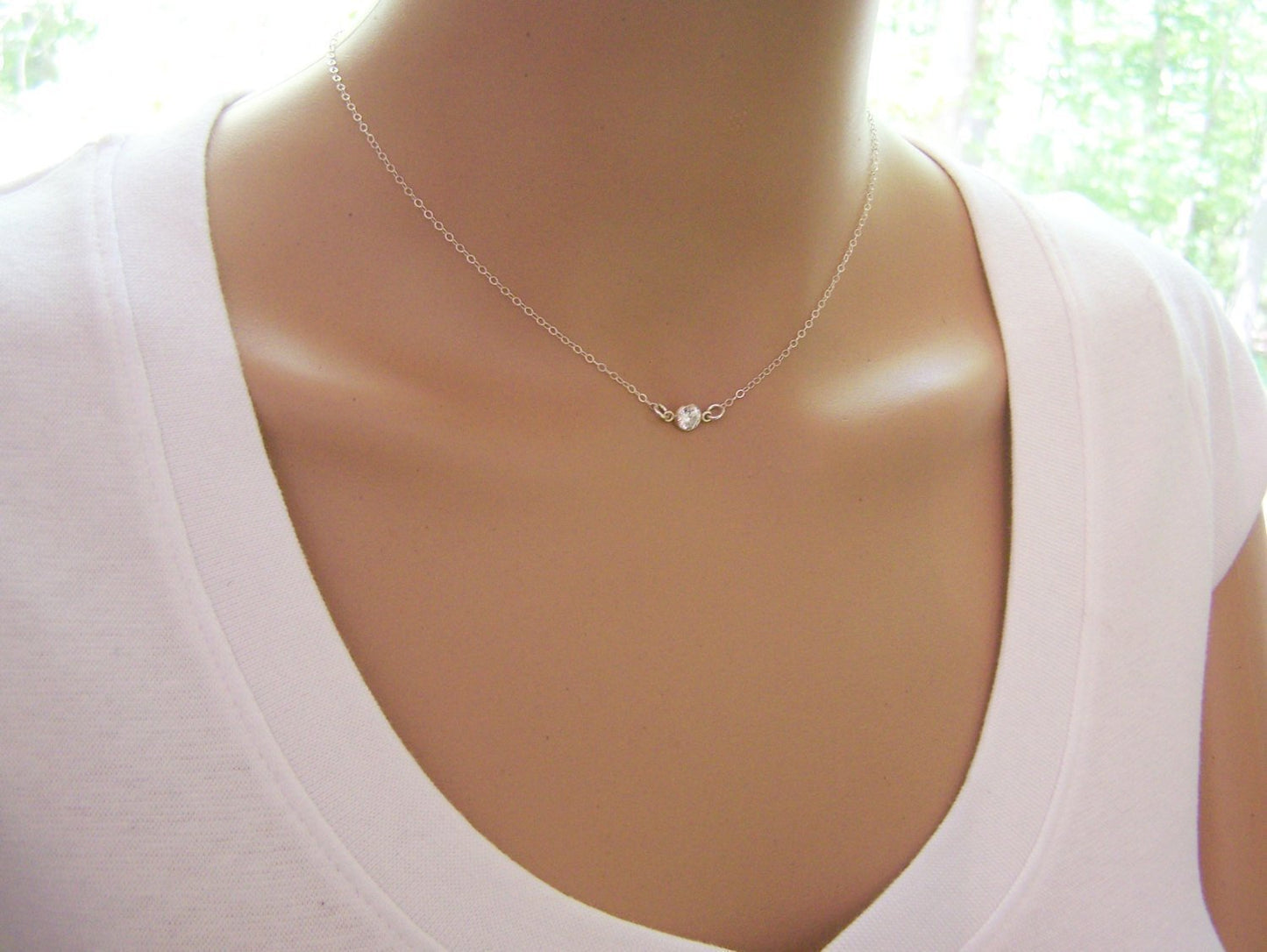 Tiny Diamond Alternative Choker, Sterling Silver - As Seen on Poppa’s House