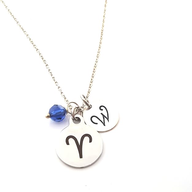 Aries Zodiac Personalized Sterling Silver Necklace