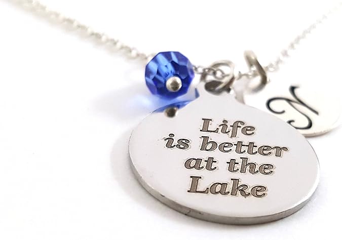 Life is Better at the Lake Charm Necklace - Personalized Sterling Silver Jewelry