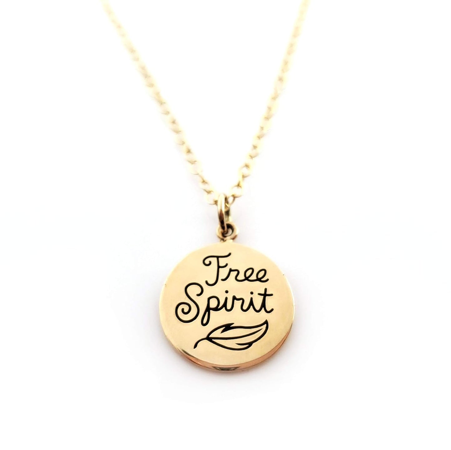 Free Spirit Charm Necklace – Dainty 14k Gold Filled Necklace with Gold Disc Pendant