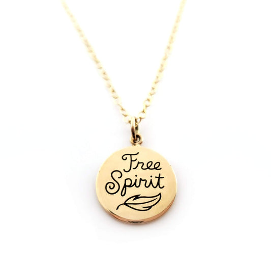Free Spirit Charm Necklace – Dainty 14k Gold Filled Necklace with Gold Disc Pendant