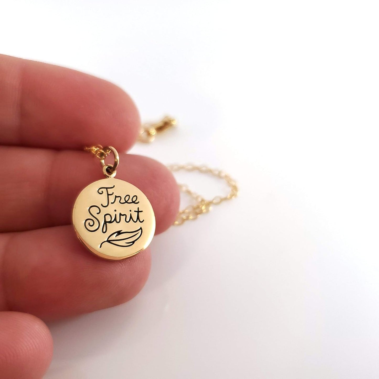 Free Spirit Charm Necklace – Dainty 14k Gold Filled Necklace with Gold Disc Pendant