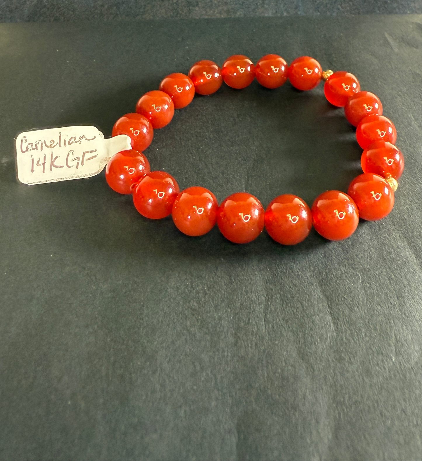 Handmade Carnelian Bracelet with 14k GF spacers