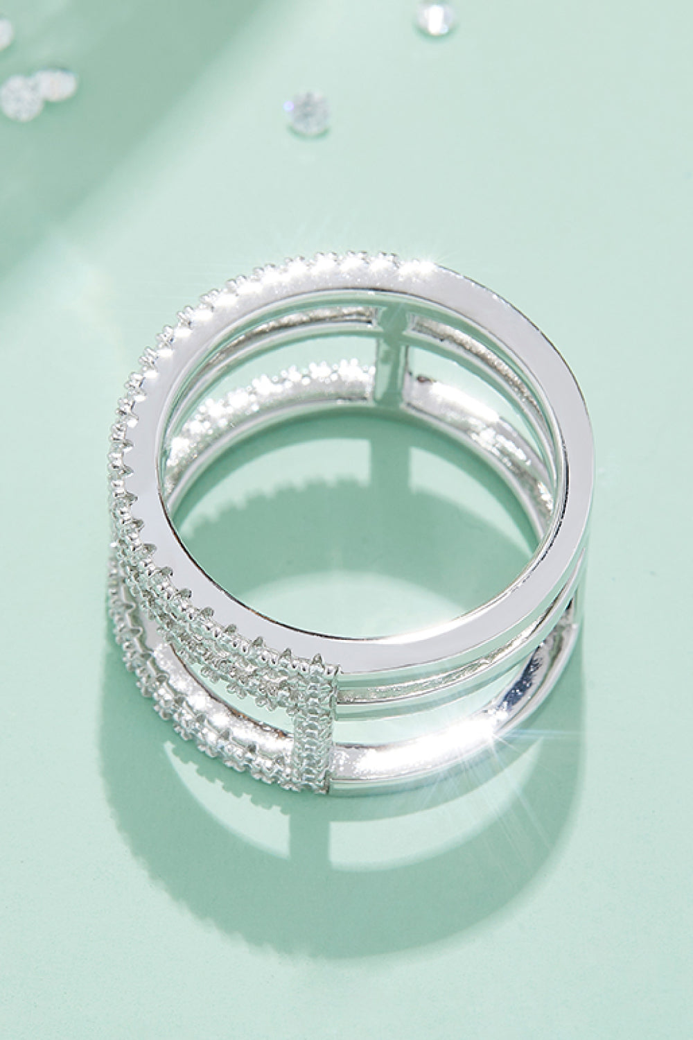 Adored Sparkala™ Cutout Wide Ring (Platinum Over Pure Sterling Silver)