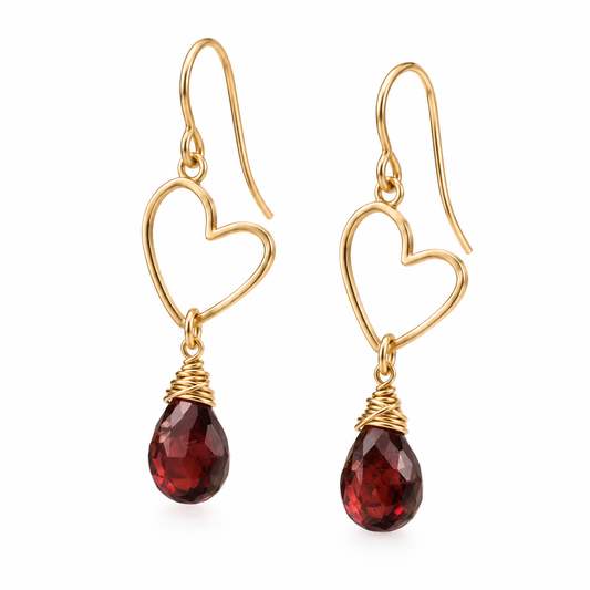 Garnet Sweetheart Earrings