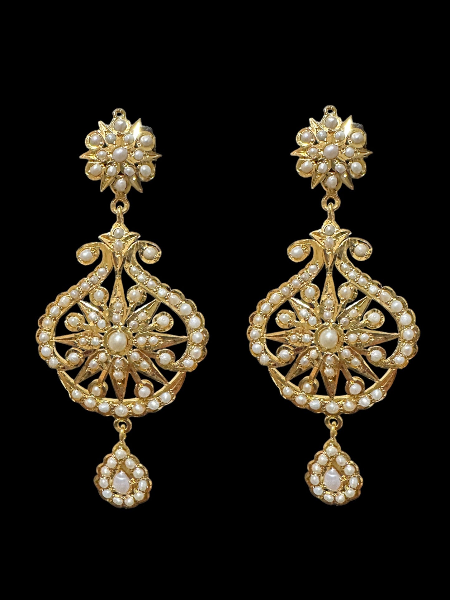 Gold plated silver necklace earrings set in fresh water pearls ( SHIPS IN 5 WEEKS )
