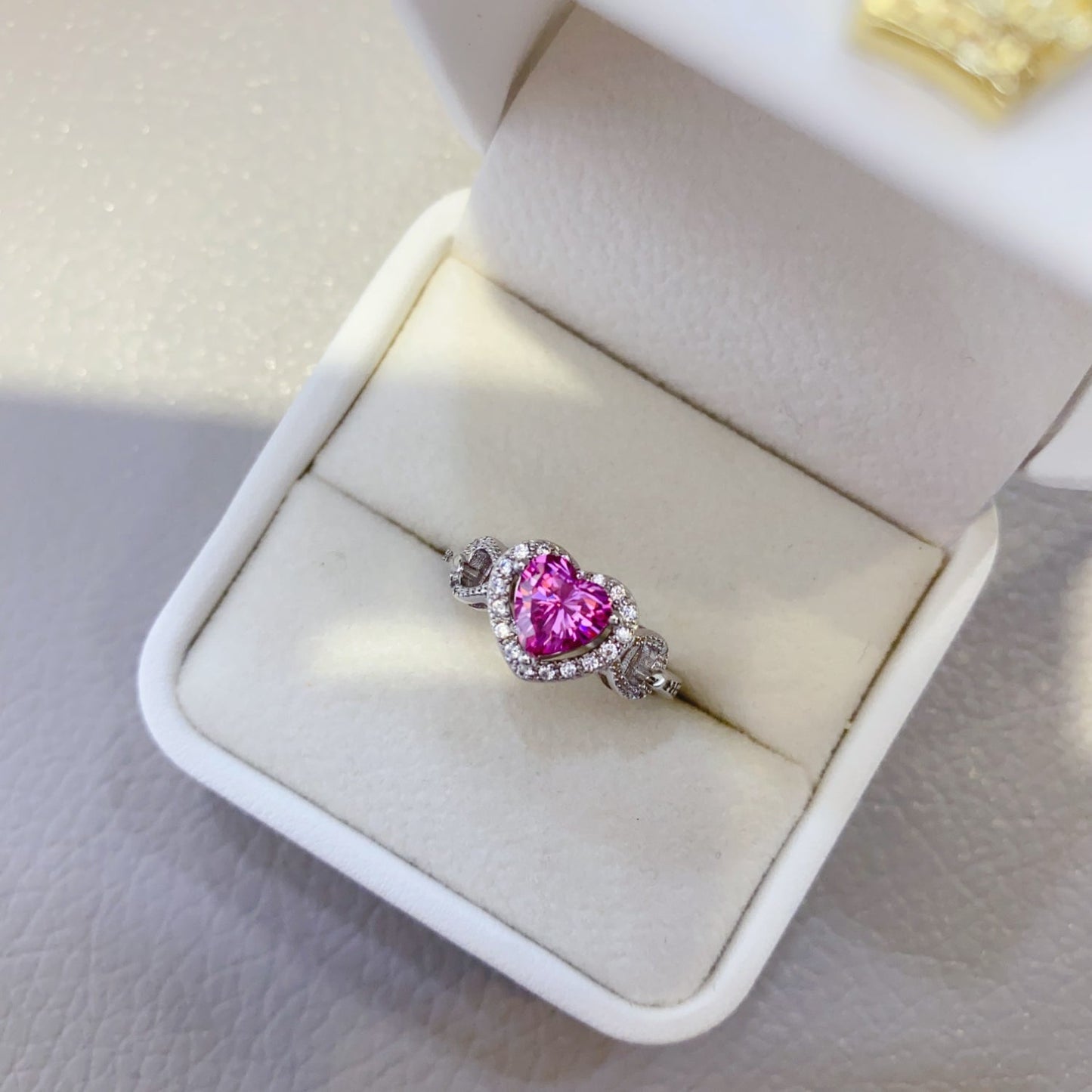 1 Carat Heart-Shaped Pink Pink Sparkala™ Pure Sterling Silver Ring