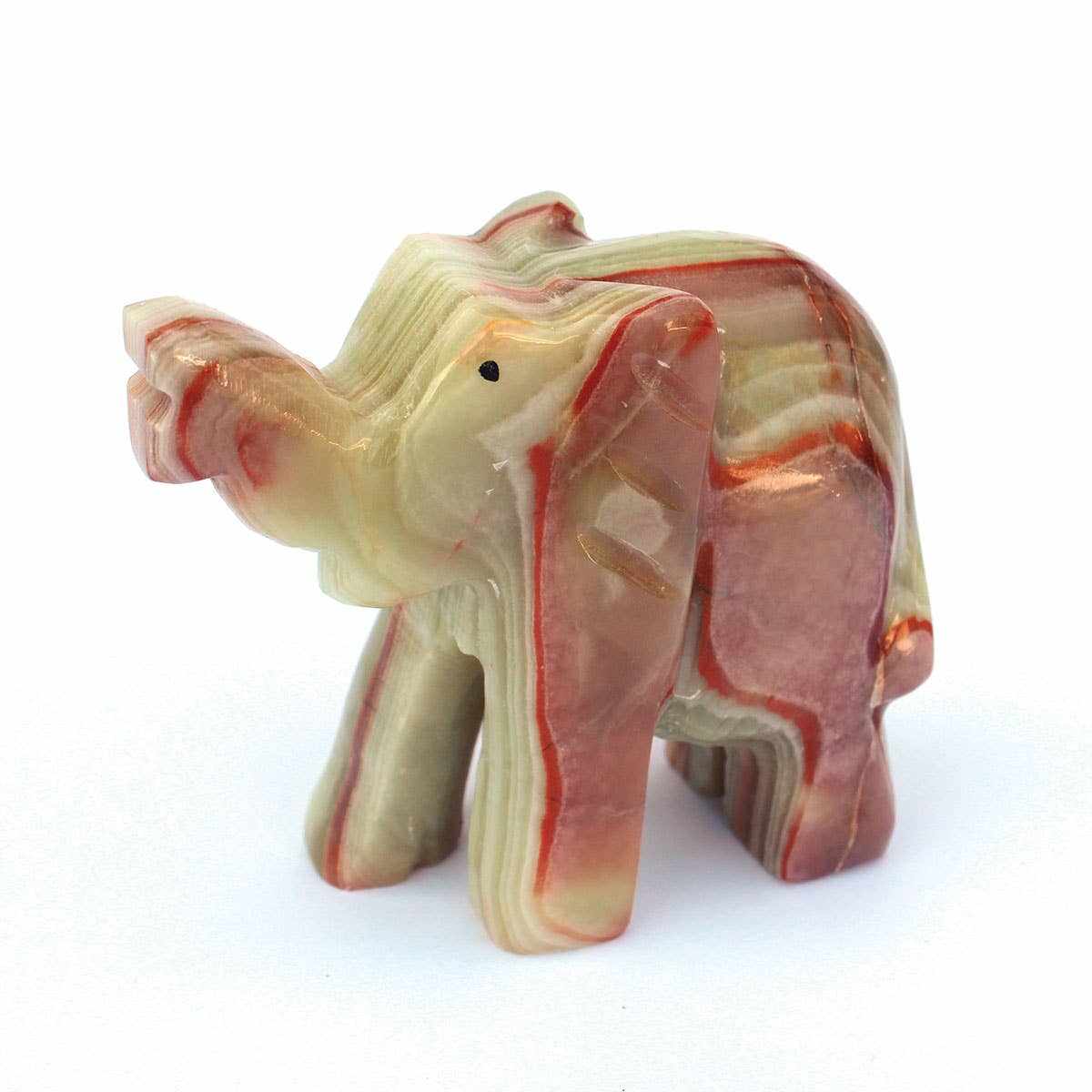 Hand-Carved Onyx Elephant Figurine – 3 Inch Stone Decor