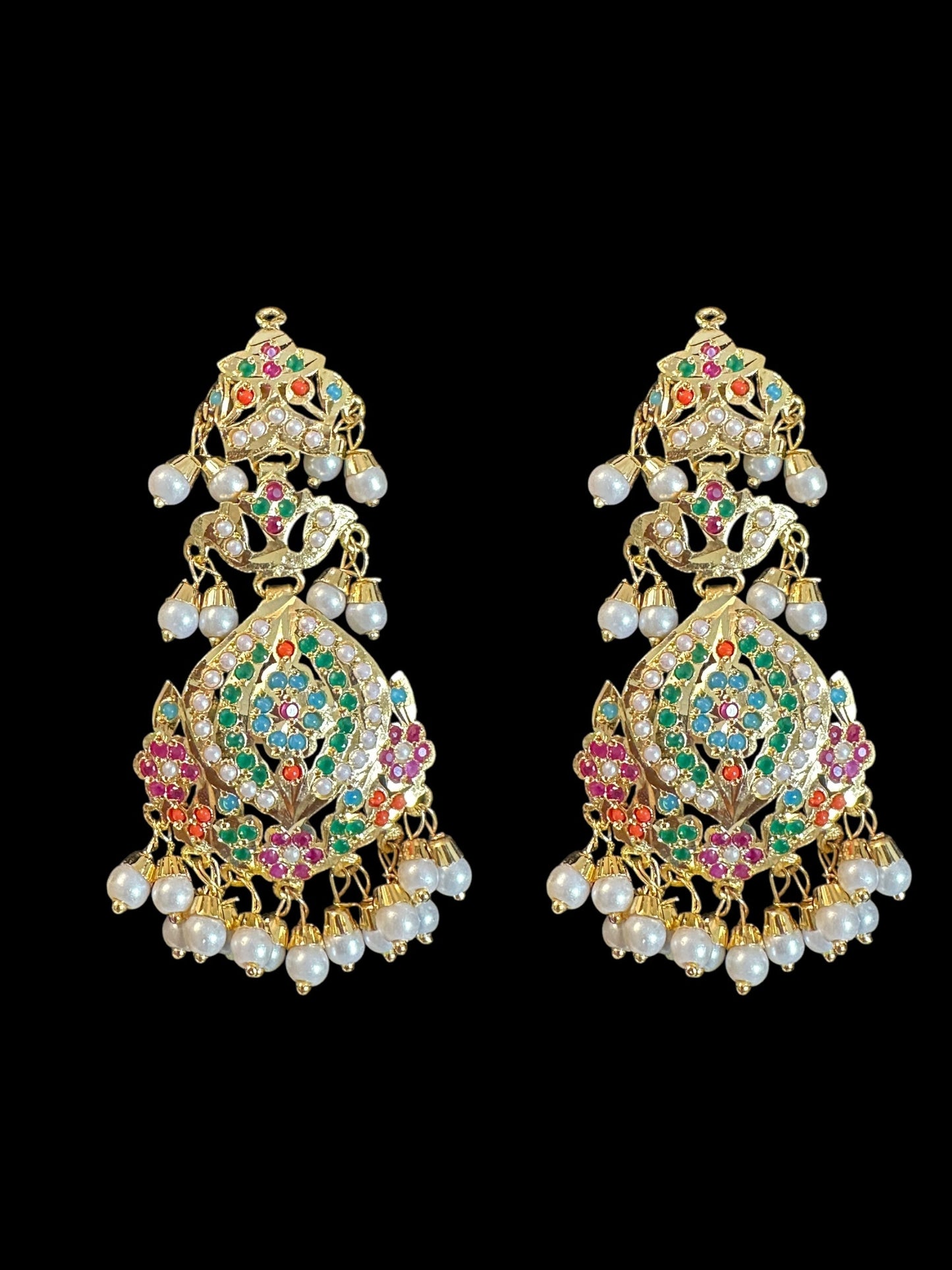 SAT111 Anya jadau 5 layered / satlada in Navratan ( READY TO SHIP )