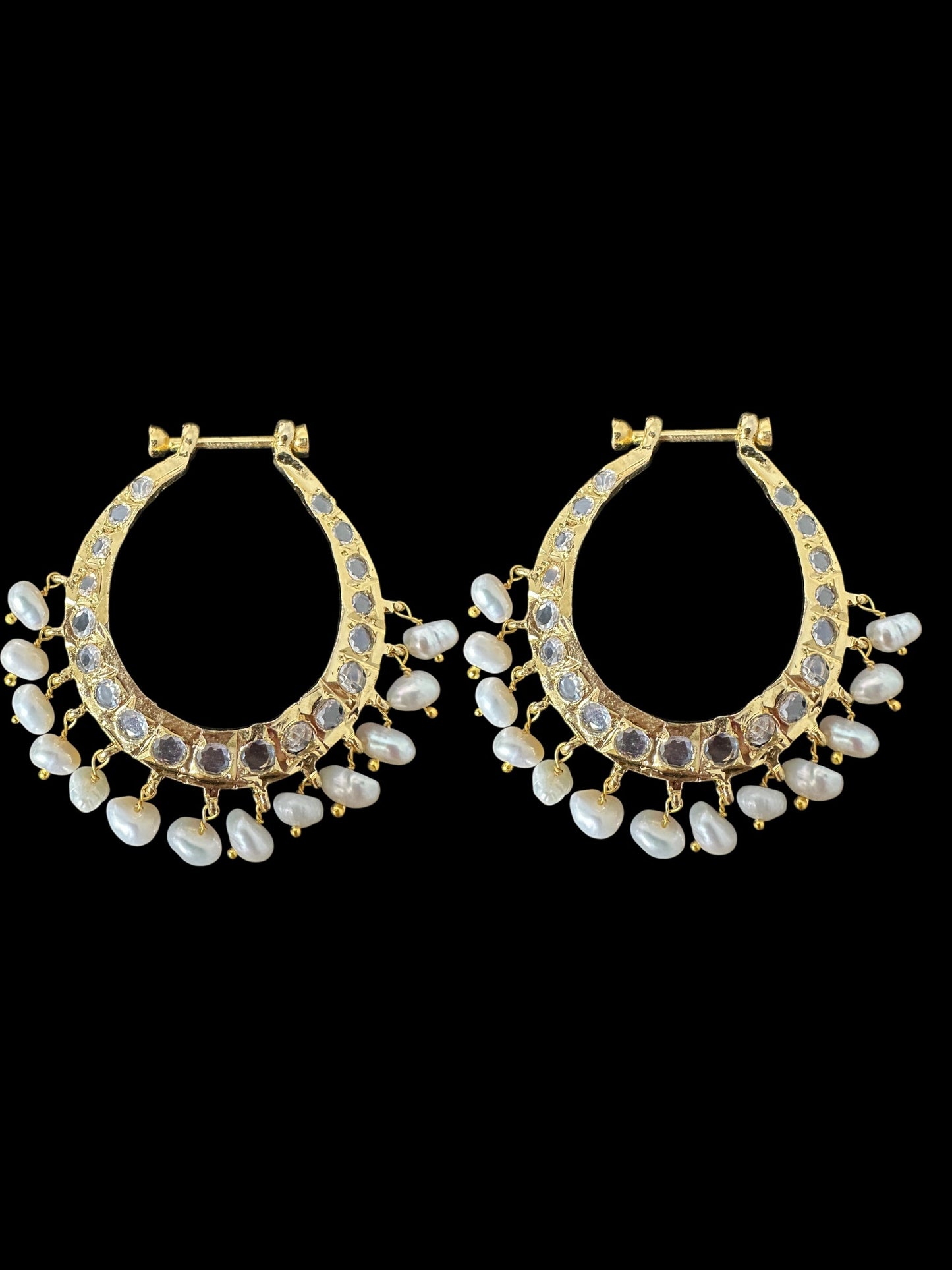 PS553 Hyderabadi / Nizami tirmani in fresh water pearls with chandbali( READY TO SHIP )