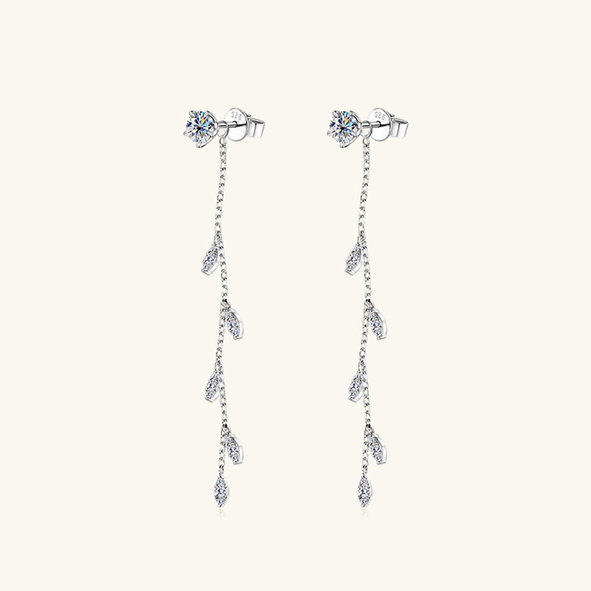 1.38 Carat Sparkala™ Pure Sterling Silver Leaf Earrings