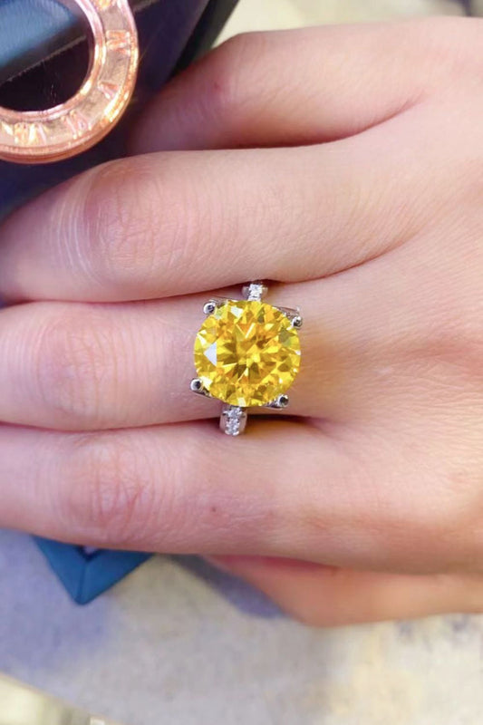 5 Carat Yellow Yellow Brilliant Round Cut Sparkala™ Platinum Over Pure Sterling Silver Ring