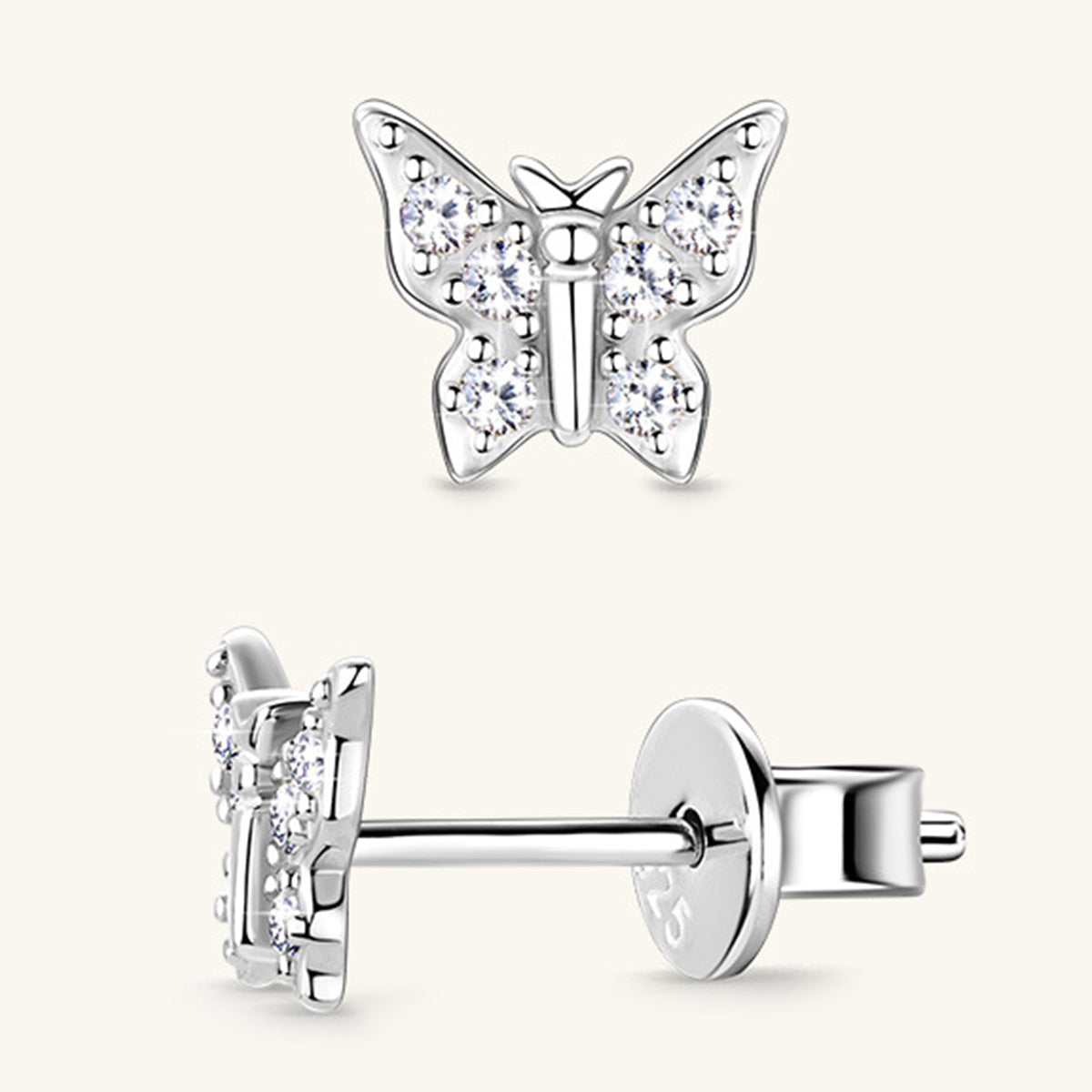 Sparkala™ Pure Sterling Silver Butterfly Stud Earrings