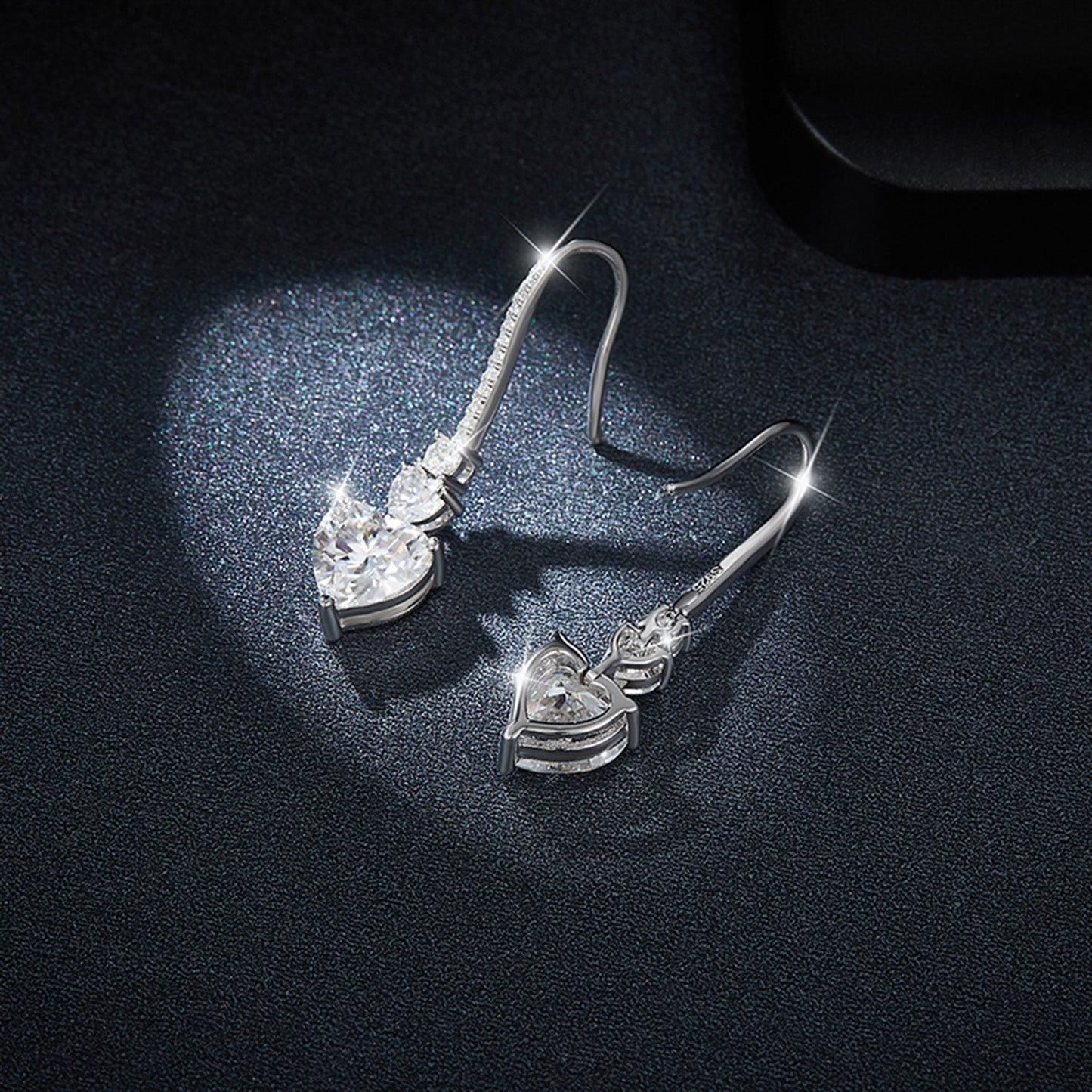 5.44 Carat 925 Sterling Silver Sparkala™ Heart Drop Earrings